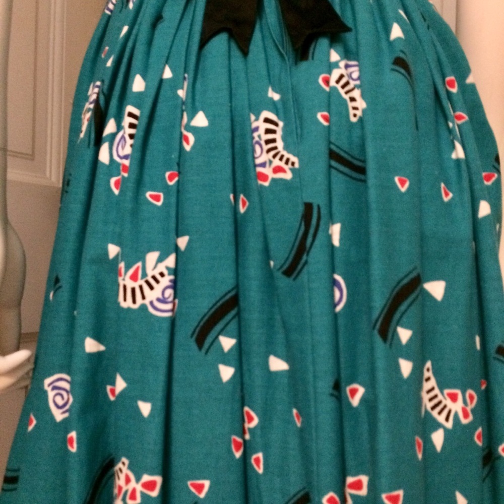 Vintage Victor Costa Turquoise Cotton Formal Dress - Picture 6 of 8